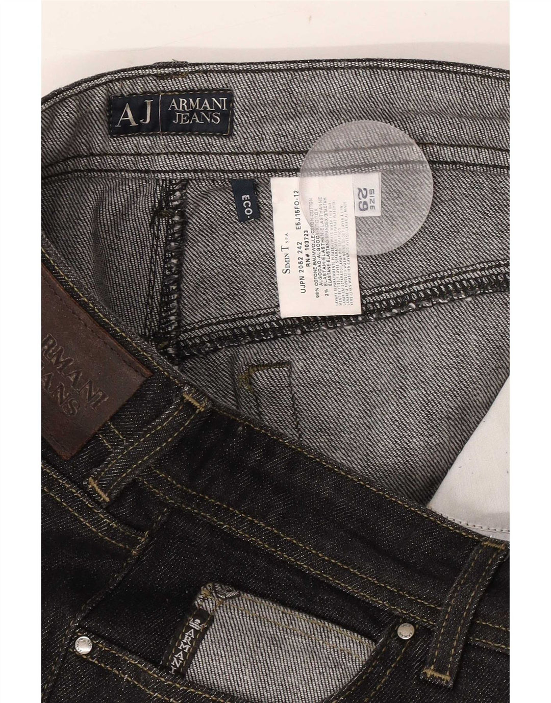 Jeans Armani Mujer Cropped W29 L23 Algodón Negro