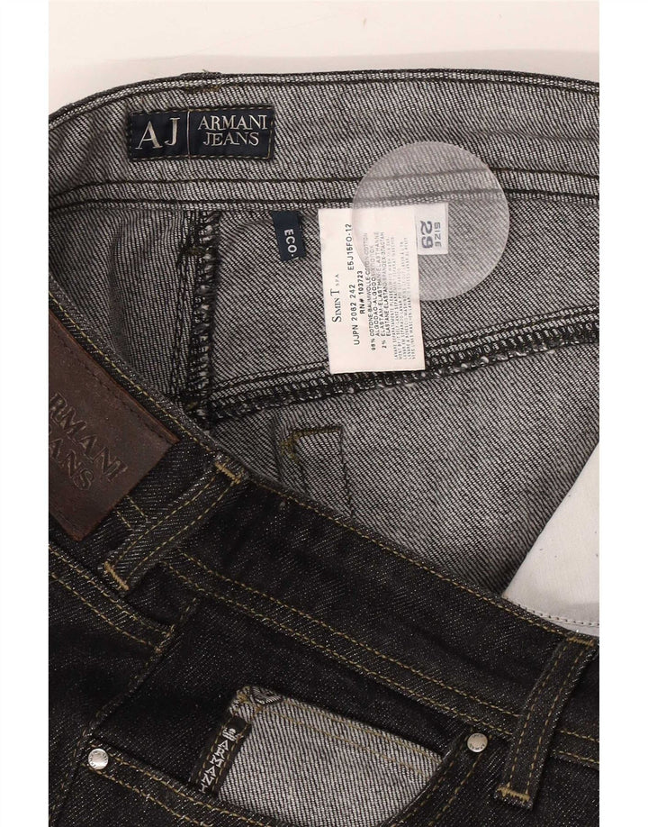 Jeans Armani Mujer Cropped W29 L23 Algodón Negro