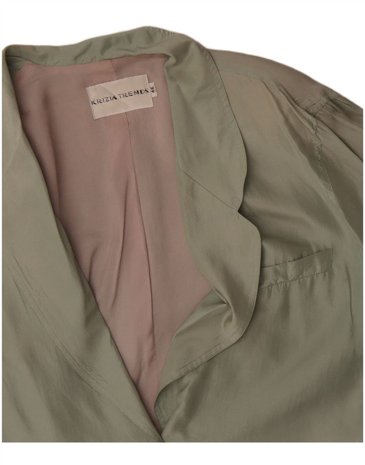 KRIZIA Chaqueta tipo blazer de 2 botones para mujer IT 46 Grande Verde