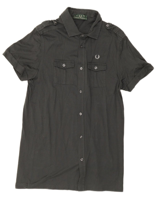 Fred Perry Camisa Militar De Manga Corta Para Hombre XL Gris Algodón