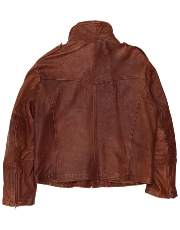 Vintage hombres chaqueta de cuero militar Reino Unido 40 cuero marrón grande