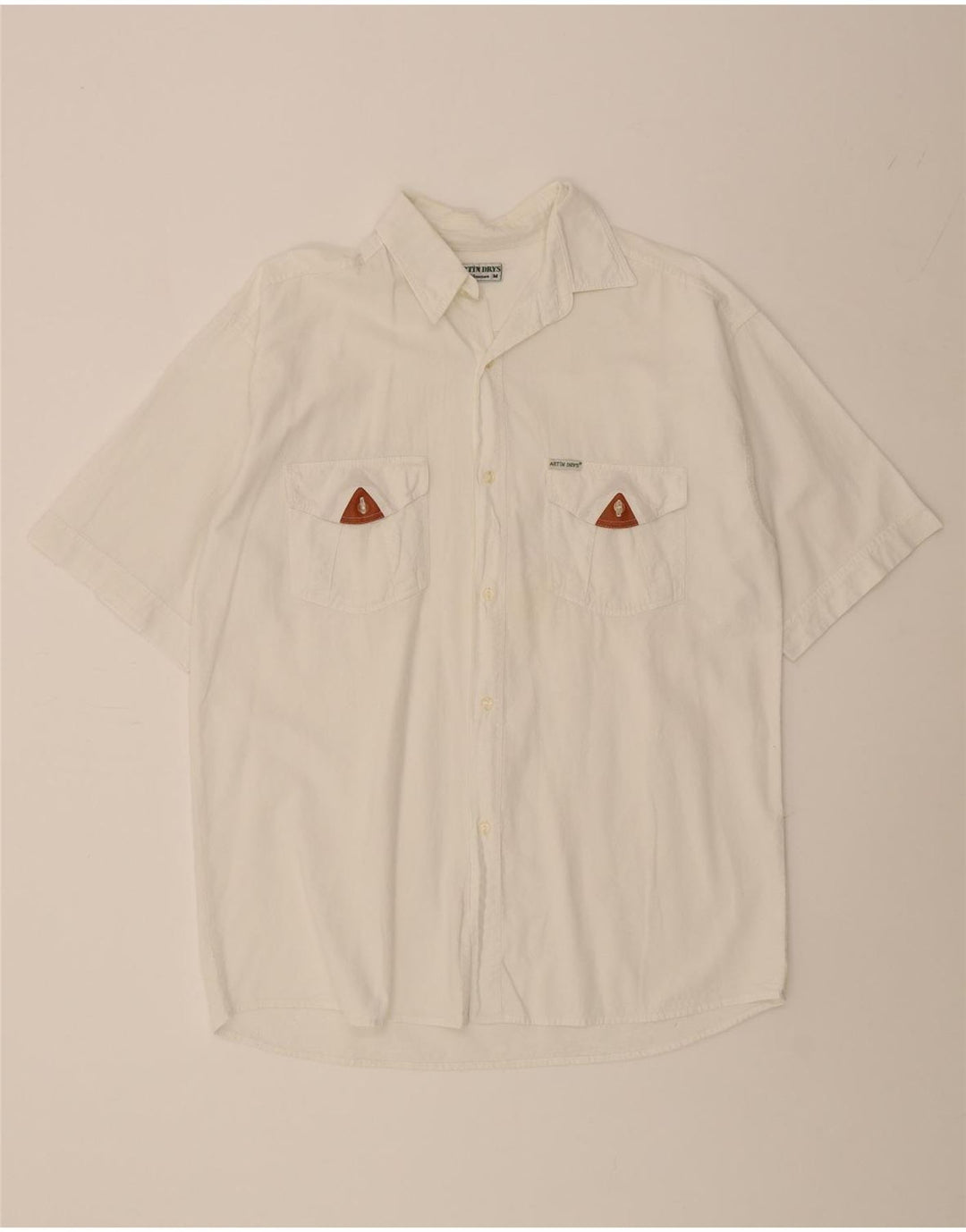 VINTAGE Mens Short Sleeve Shirt Medium White Cotton Vintage Vintage and Second-Hand Vintage from Messina Hembry 
