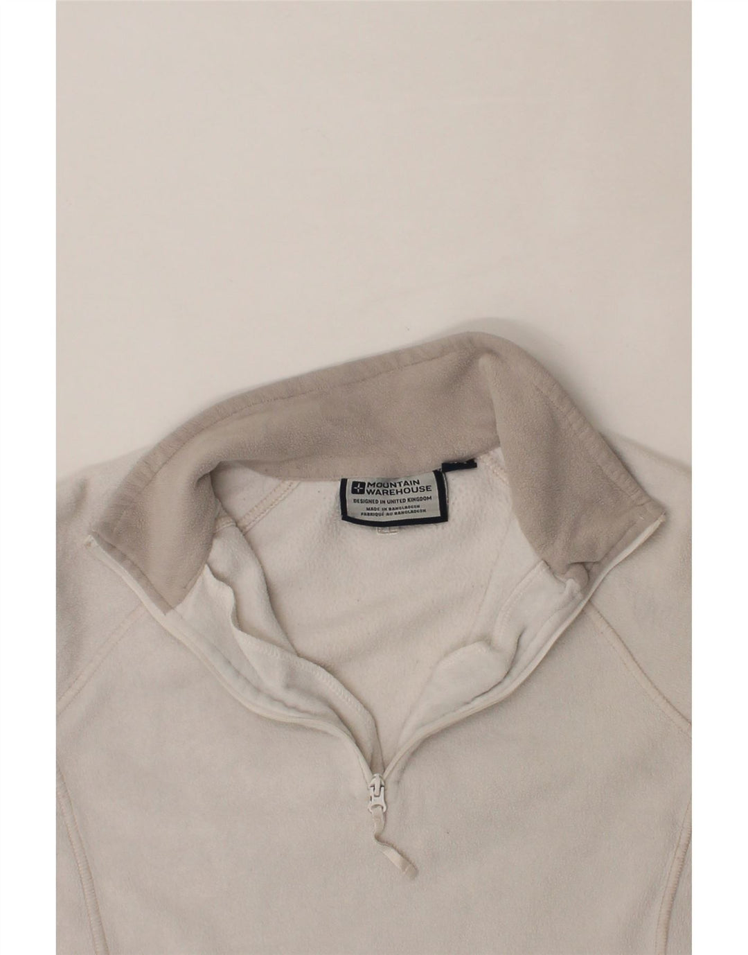 MOUNTAIN WAREHOUSE Womens Zip Neck Fleece Jumper UK 12 Medium White Vintage Mountain Warehouse and Second-Hand Mountain Warehouse from Messina Hembry 