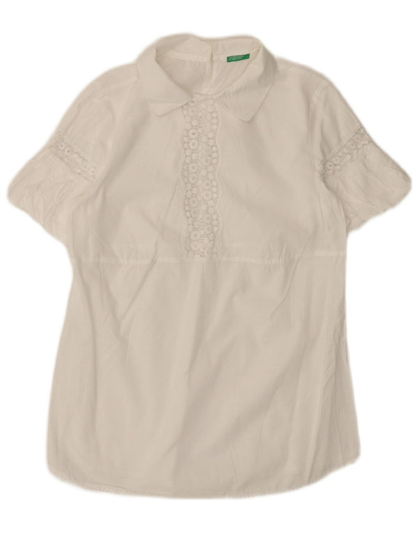 BENETTON Blusa para Mujer Top UK 42 Medio Blanco