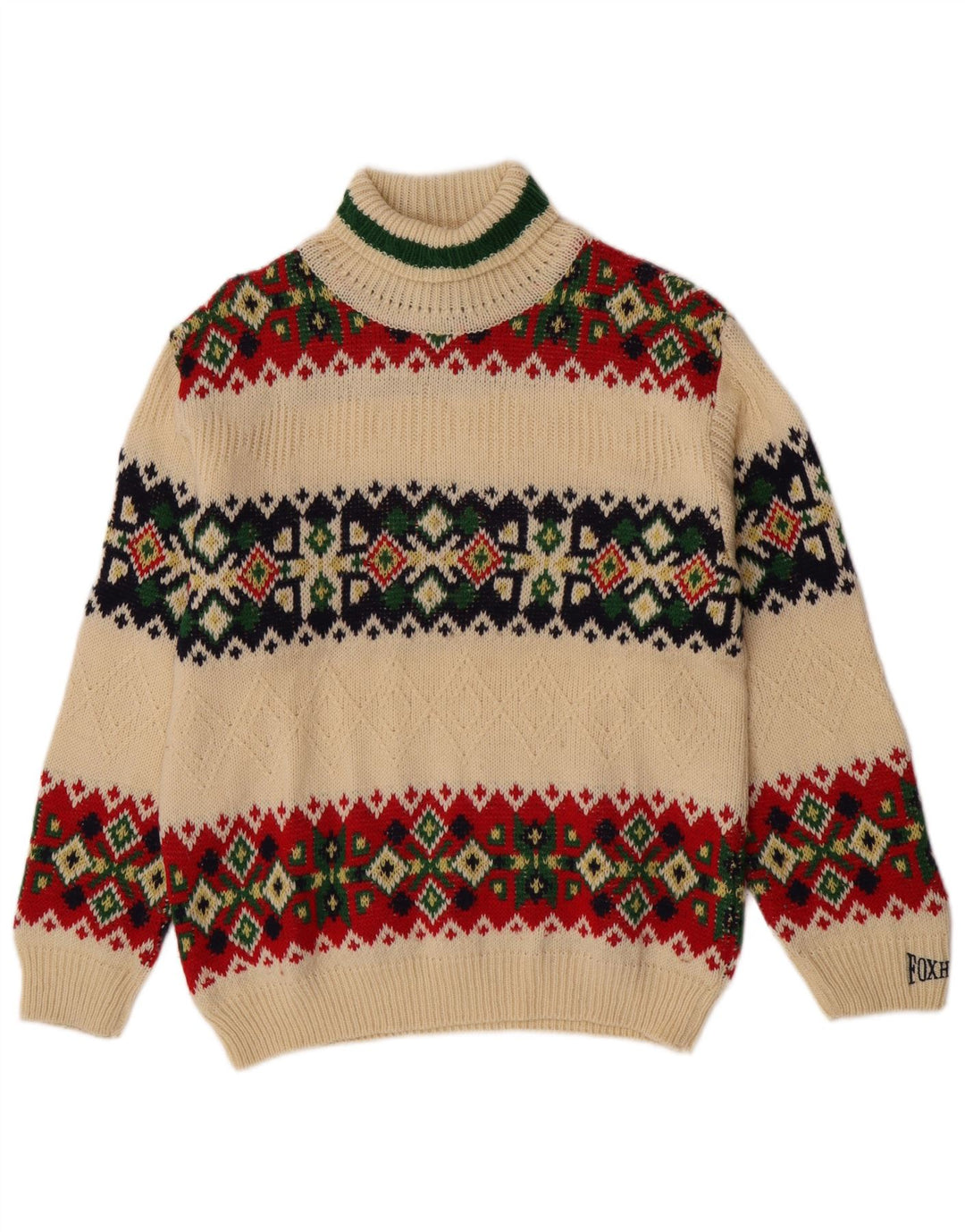 Foxhound Suéter tipo jersey con cuello vuelto para niños 15-16 años Lana blanca Fair Isle
