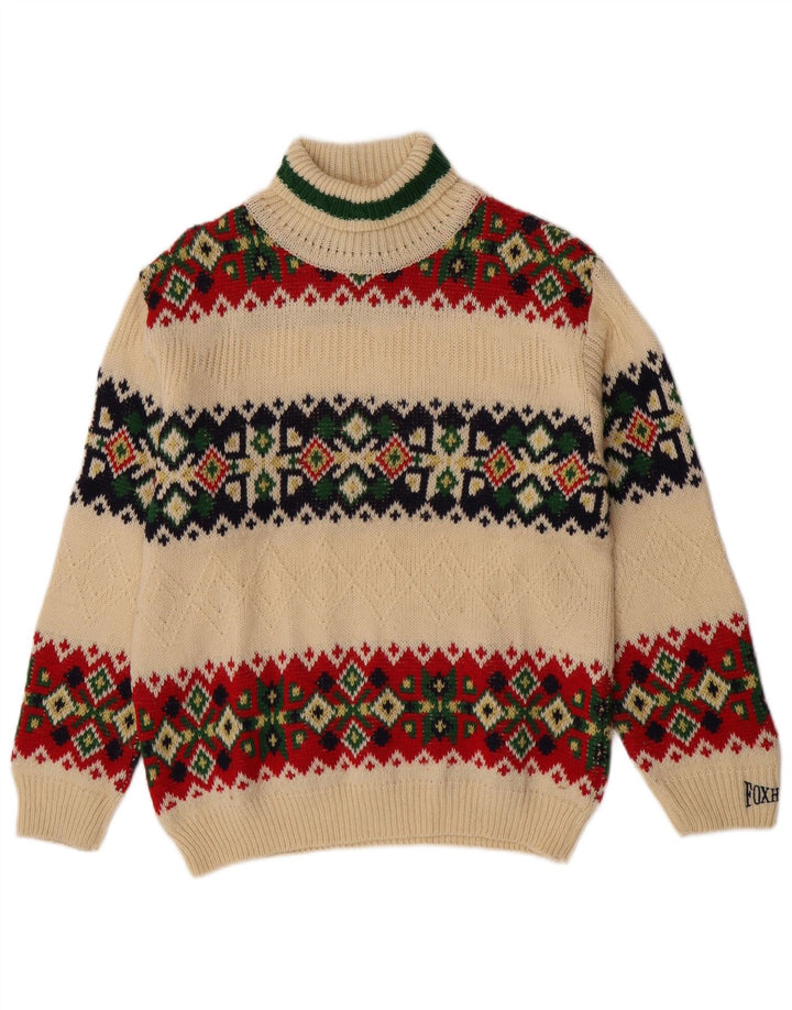 Foxhound Suéter tipo jersey con cuello vuelto para niños 15-16 años Lana blanca Fair Isle