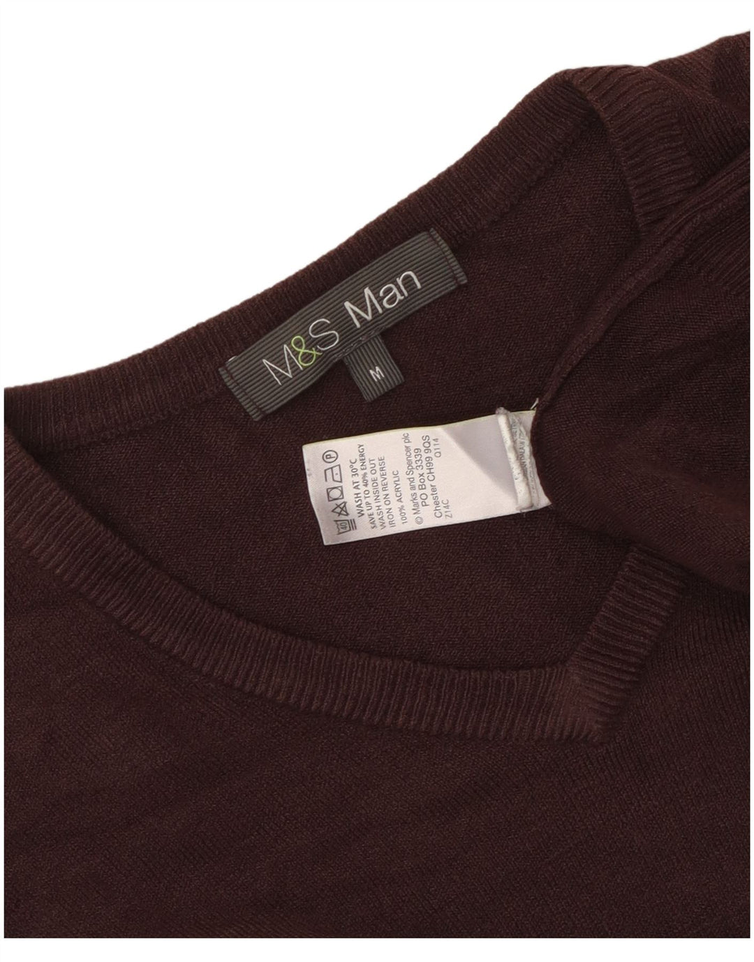 Marks & Spencer Suéter con Cuello en V para Mujer UK 40 Acrílico Marrón Medio