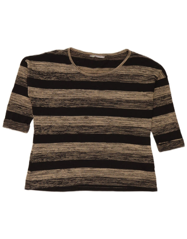 Marks & Spencer Top extragrande para mujer, manga 3/4, UK 10, pequeño, gris, a rayas