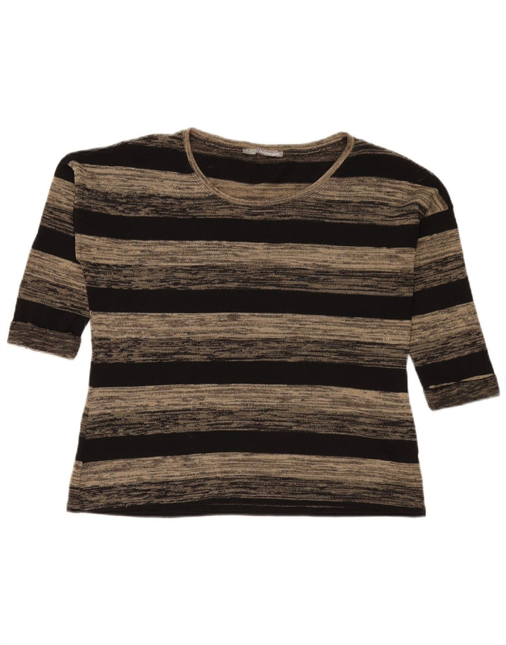 Marks & Spencer Top extragrande para mujer, manga 3/4, UK 10, pequeño, gris, a rayas