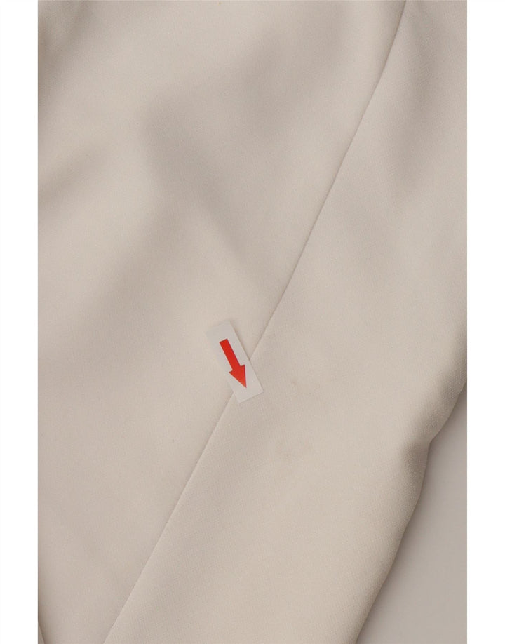 Zara Mujer Chaqueta Americana Abierta Manga 3/4 UK 40 XL Acetato Blanco