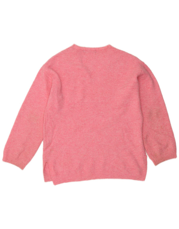 Marks & Spencer Suéter con Cuello en V para Mujer UK 10 Small Pink Moteado