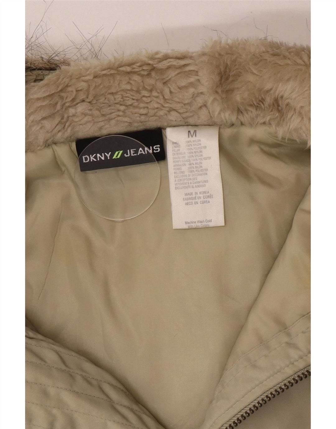 Dkny Chaqueta cortavientos con capucha para mujer UK 44 Medium Khaki Nylon