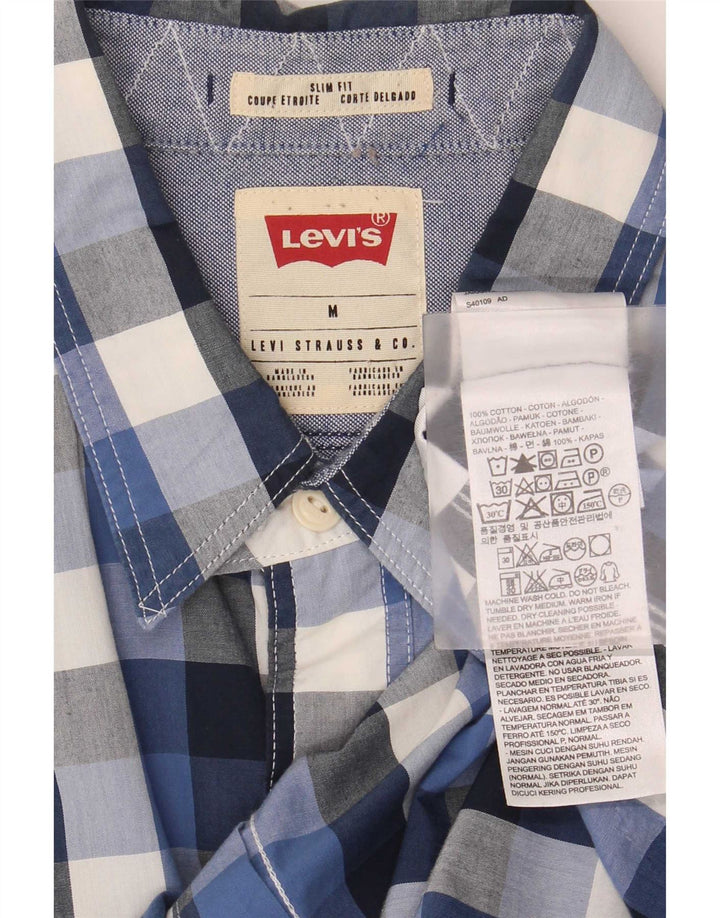 Camisa Levi's Hombre Slim Fit De Algodón A Cuadros Azul Medio