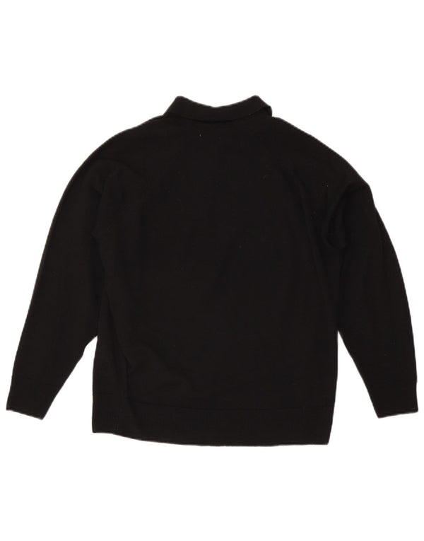 CZARINA Jersey con cuello tipo polo para mujer UK 46 Large Lana negra