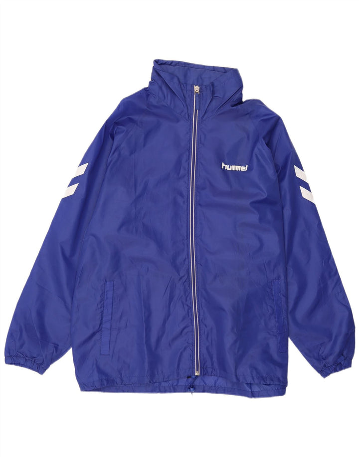 HUMMEL Chaqueta impermeable con capucha y gráfico para hombre UK 42 XL Poliéster azul