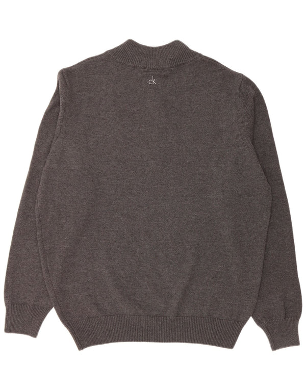 CALVIN KLEIN Suéter de golf con cuello y cremallera para hombre 2XL Algodón gris