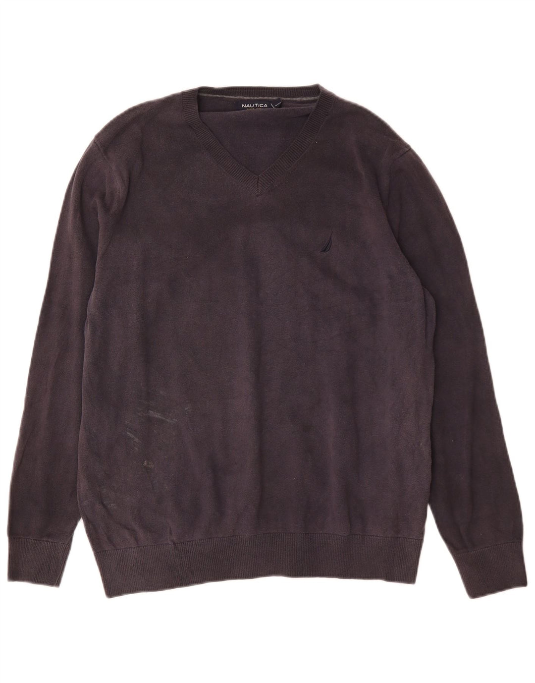 Nautica Jersey con cuello en V para hombre de algodón azul marino mediano