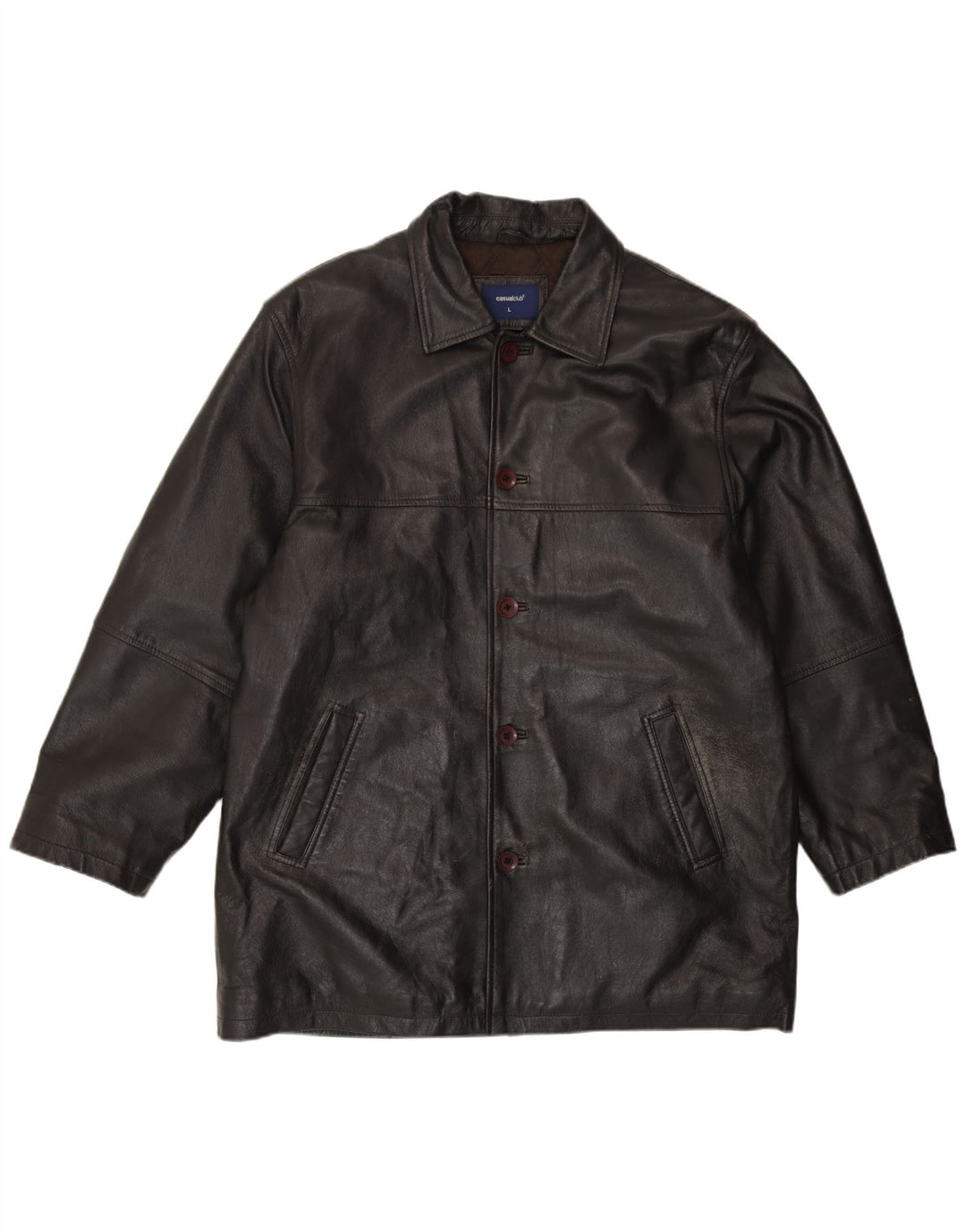 Debenhams Chaqueta de cuero para hombre UK 40 Large Cuero negro