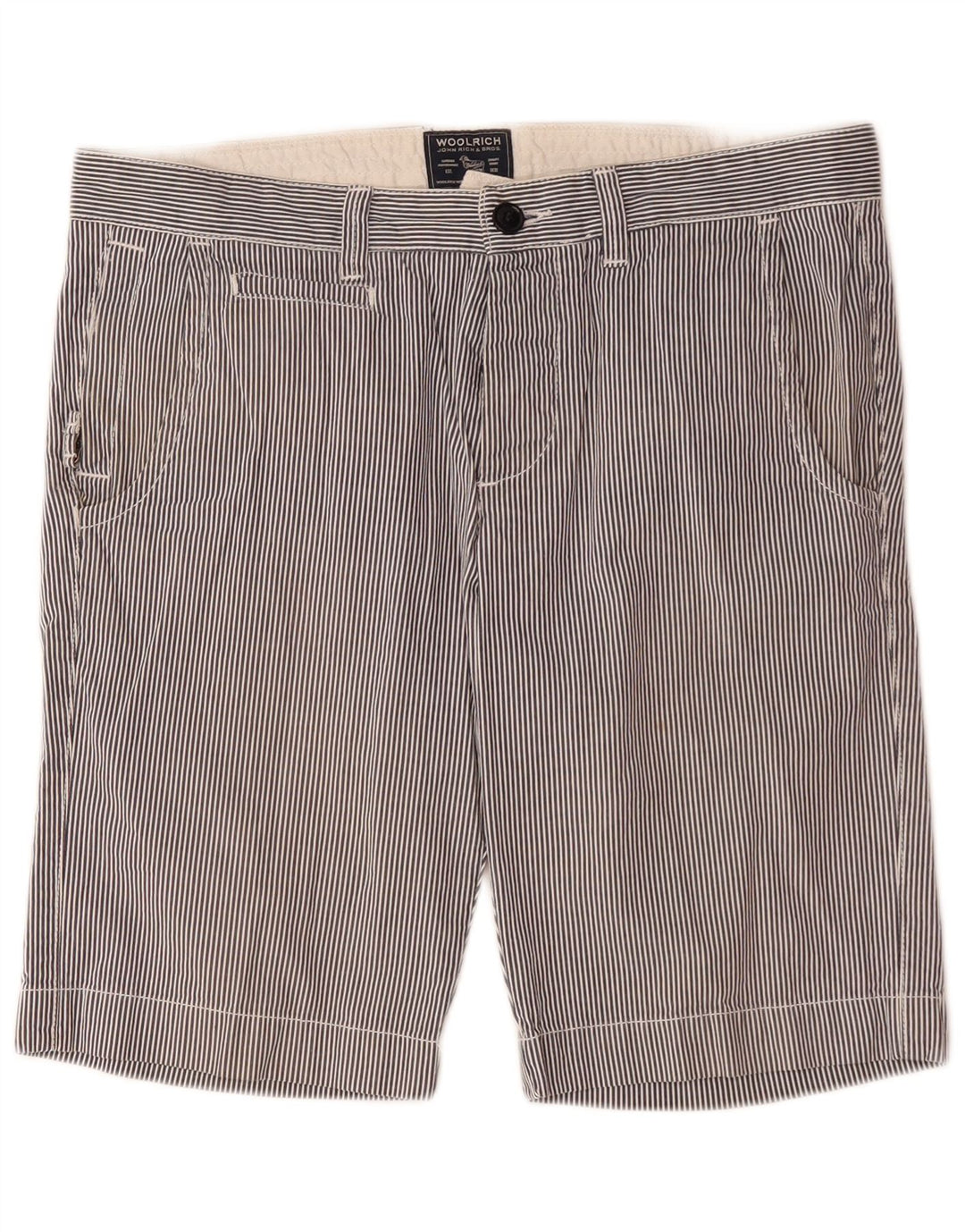 Woolrich Pantalones cortos chinos para hombre W33 Algodón a rayas azul marino mediano