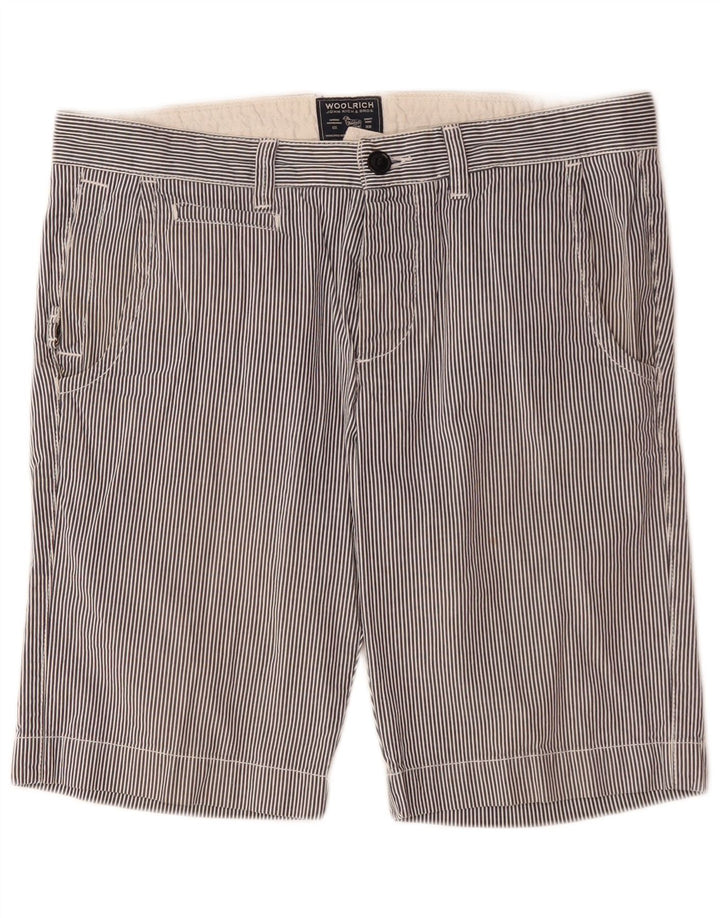 Woolrich Pantalones cortos chinos para hombre W33 Algodón a rayas azul marino mediano