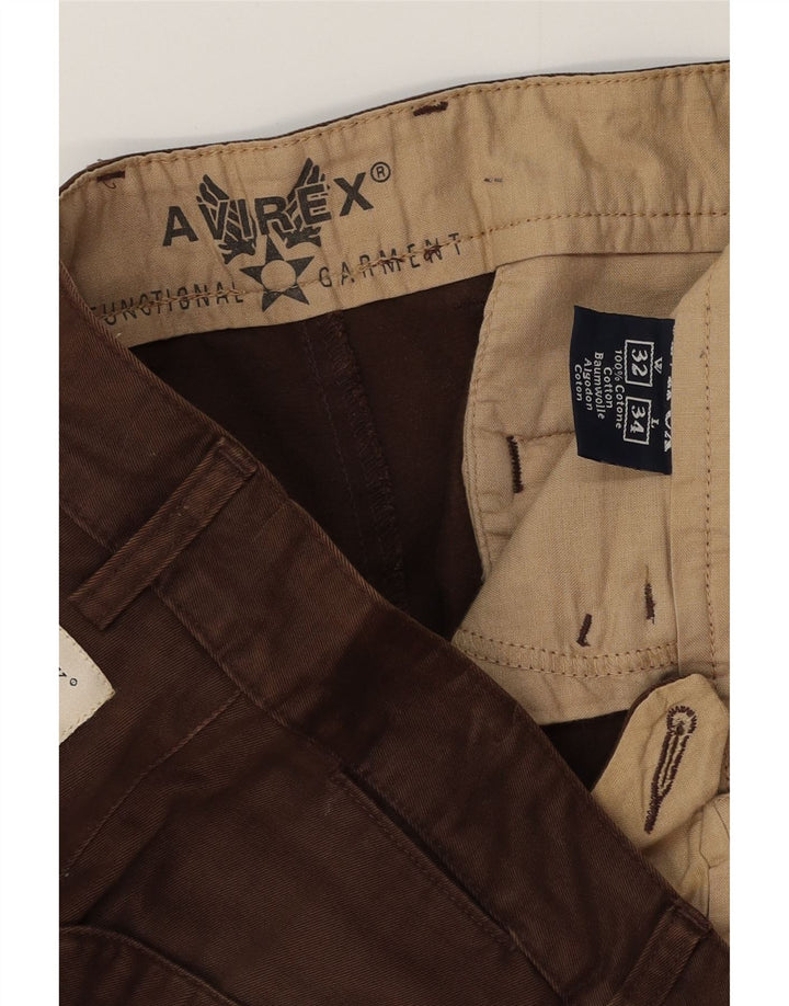 AVIREX Pantalones casuales rectos para hombre W32 L30 Algodón marrón