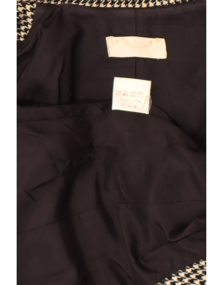 Griffe Chaqueta Blazer de 4 Botones para Mujer UK 10 Small Black Houndstooth