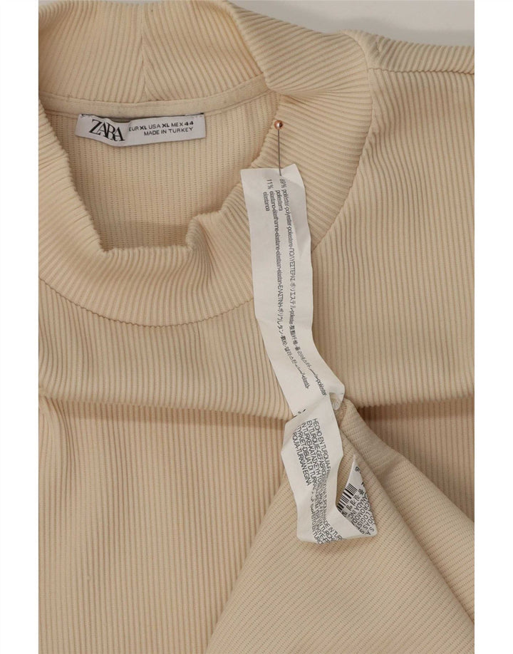 Zara Hombre Top Manga Larga XL Poliéster Beige
