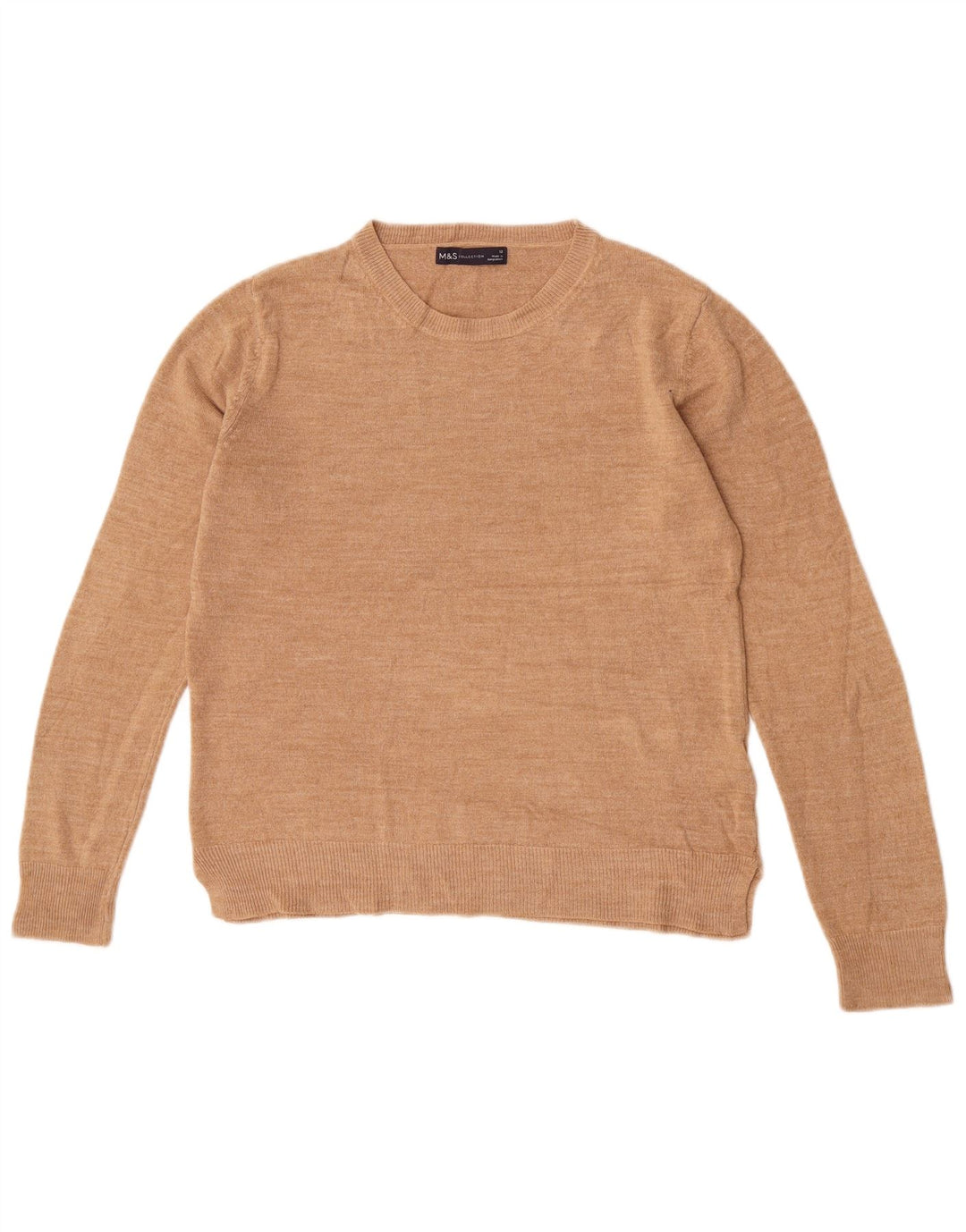 Marks & Spencer Suéter de Cuello Redondo para Mujer UK 40 Acrílico Beige Medio