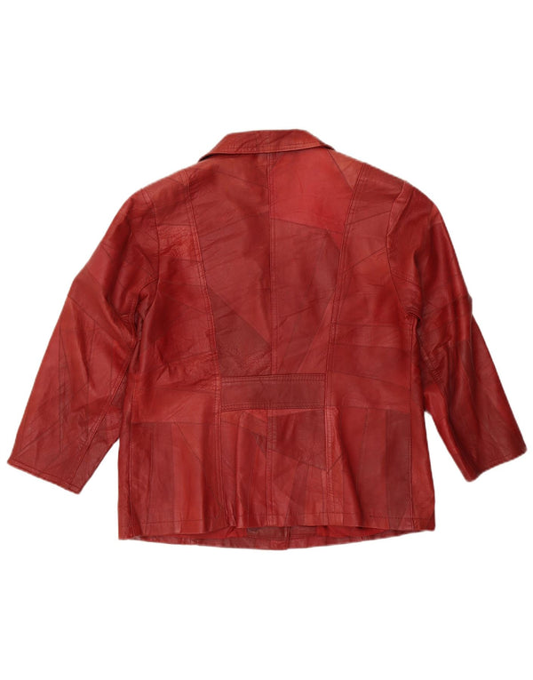 VINTAGE Chaqueta de cuero de manga 3/4 para mujer EU 40 Cuero rojo medio