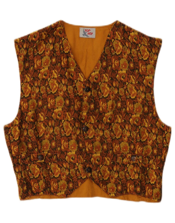 Chaleco vintage para mujer IT 40 Pequeño Marrón Floral