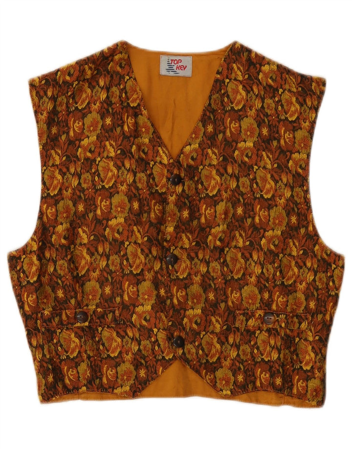 Chaleco vintage para mujer IT 40 Pequeño Marrón Floral
