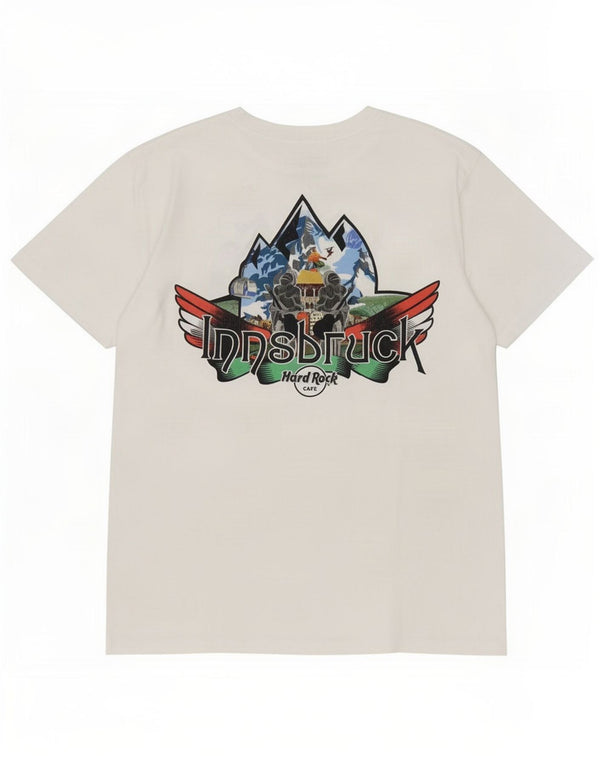 Hard Rock Cafe Mens Innsbruck Graphic T-Shirt Top Medium White Cotton