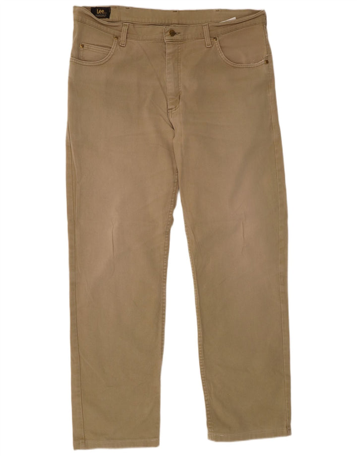 LEE Pantalones Casuales Recto Brooklyn para Hombre W38 L31 Algodón Caqui