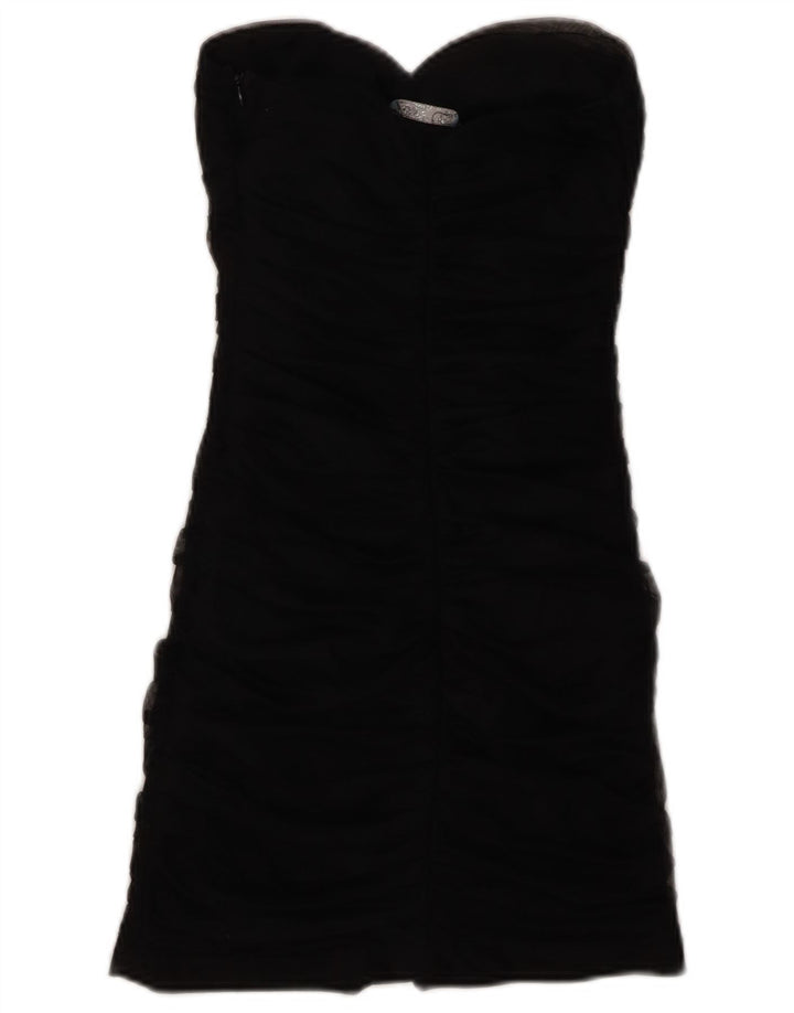 ZARA Vestido ajustado sin tirantes para mujer UK 8 Small Negro