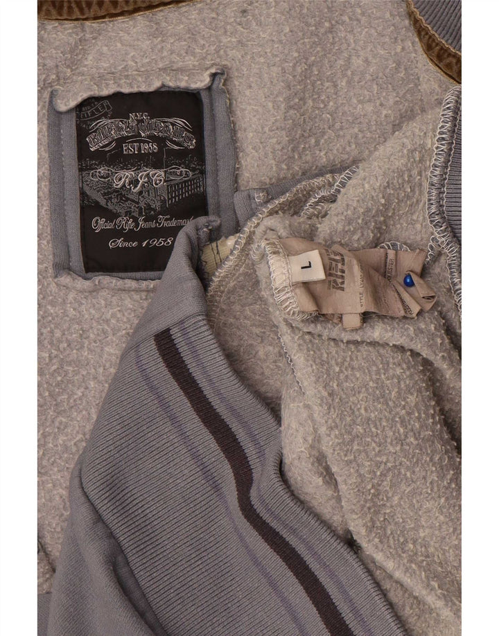 Rifle Hombre Gráfico Chándal Top Chaqueta Grande Gris Poliéster