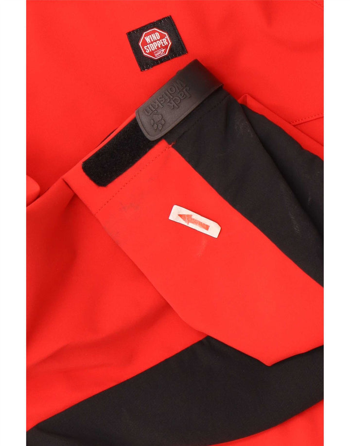 Jack Wolfskin Chaqueta impermeable con capucha para hombre UK 36/38 Medium Red Colourblock