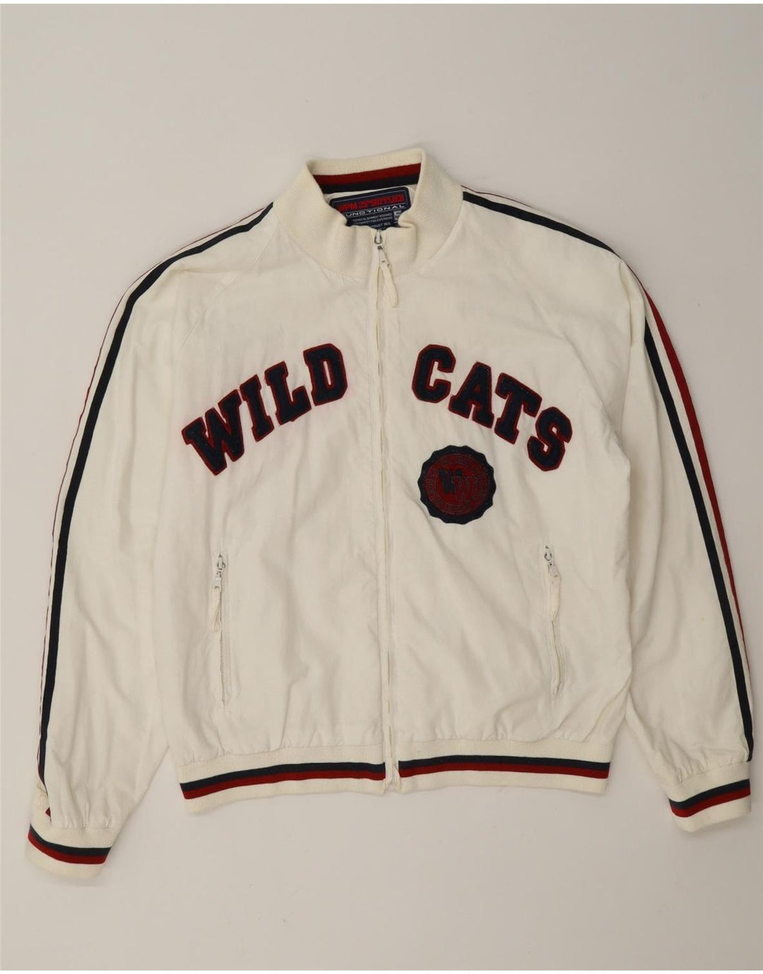 WPM Chaqueta bomber con estampado de Wildcats para hombre, talla 40, color blanco