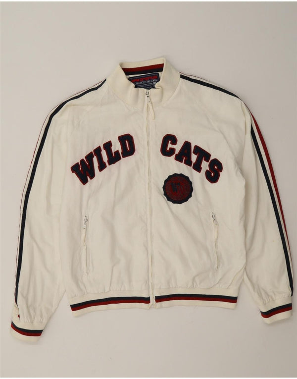 WPM Chaqueta bomber con estampado de Wildcats para hombre, talla 40, color blanco