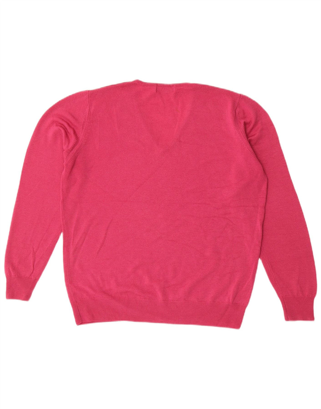 Marks & Spencer Jersey con cuello en V para mujer UK 44 Lana virgen rosa medio
