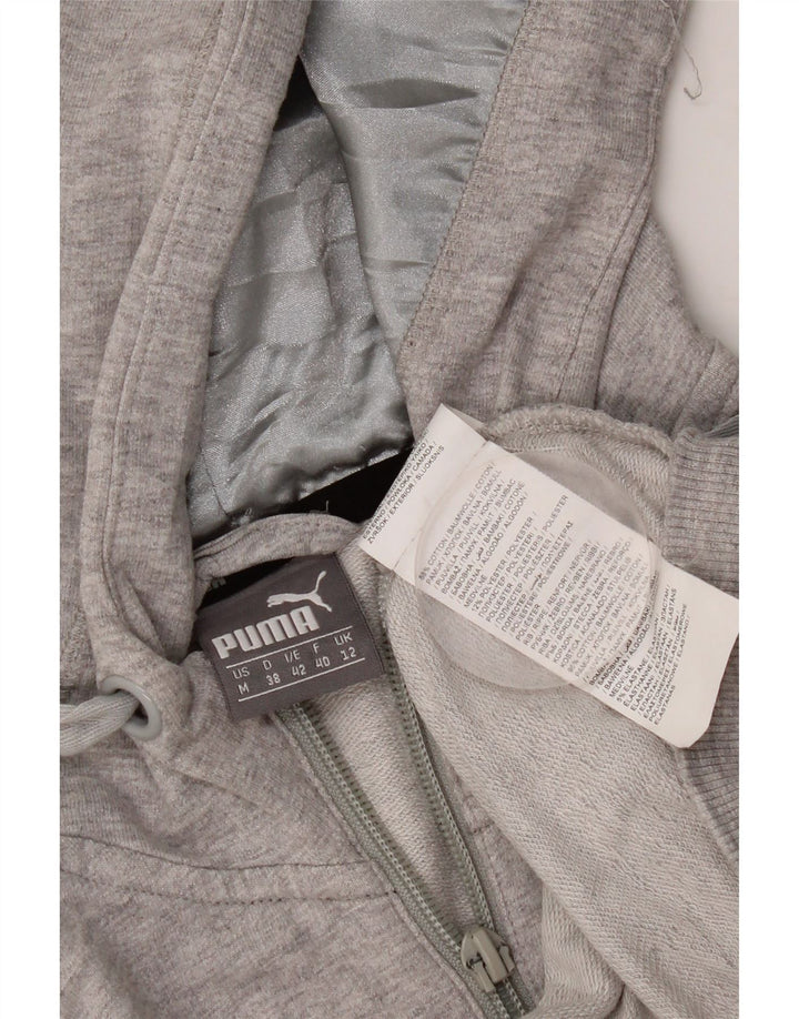 Puma Sudadera con capucha y cremallera para mujer UK 12 Algodón gris medio