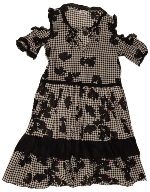 Vestido Liu Jo Mujer Escalonado IT 42 Medium Black Gingham Cotton