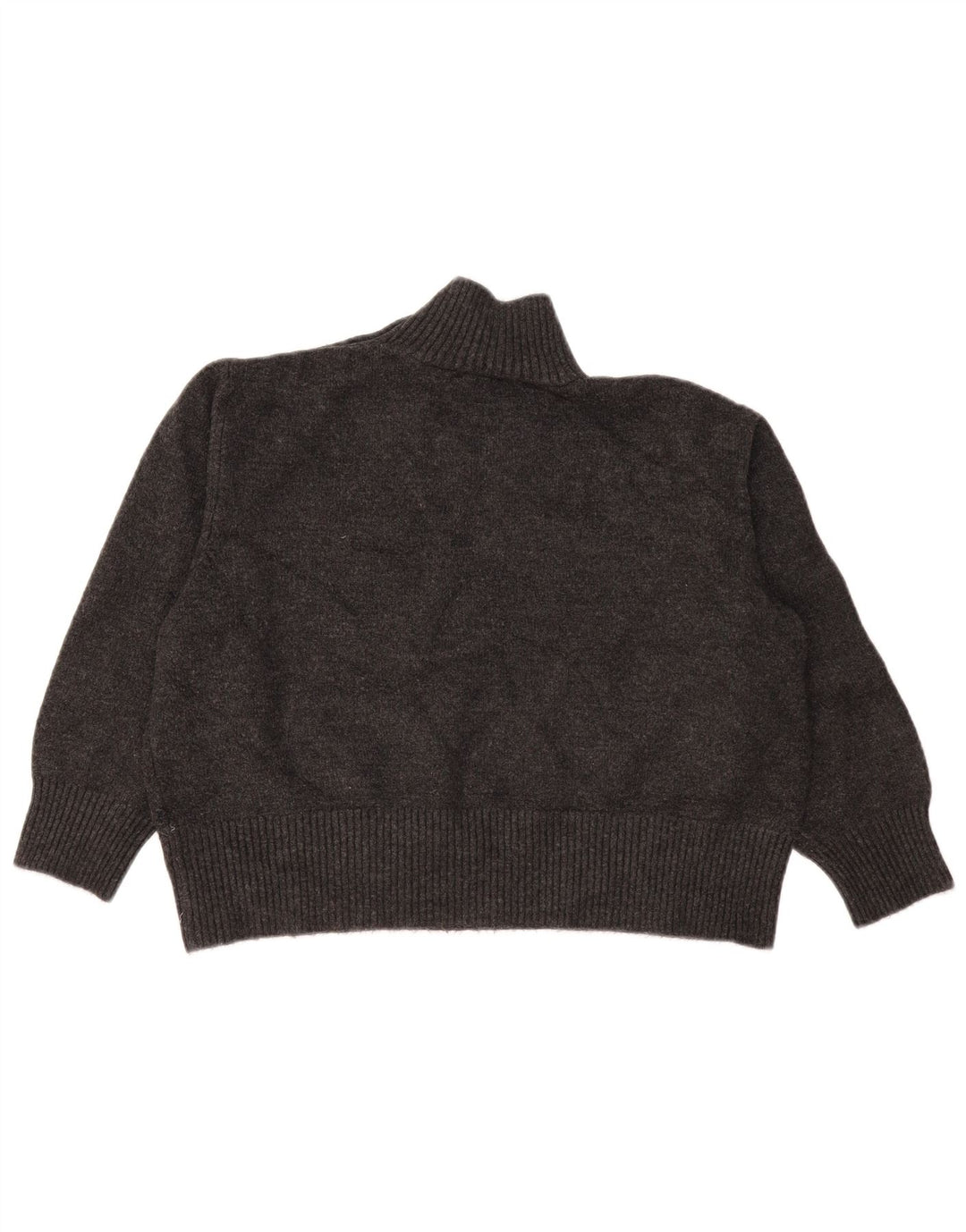 Zara Mujer Oversize Crop Button Neck Jumper Sweater UK 10 Small Gris