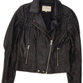 Chaqueta motera de cuero para mujer de River Island, talla 48, talla mediana, negra