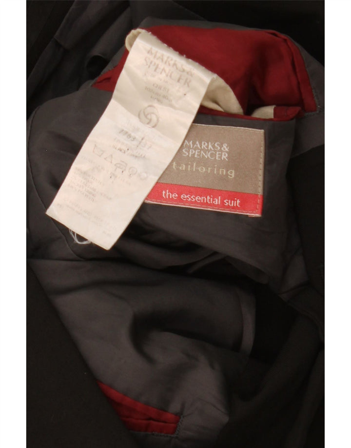Marks & Spencer Chaqueta tipo blazer de 3 botones para hombre UK 40 Mediano Poliéster negro