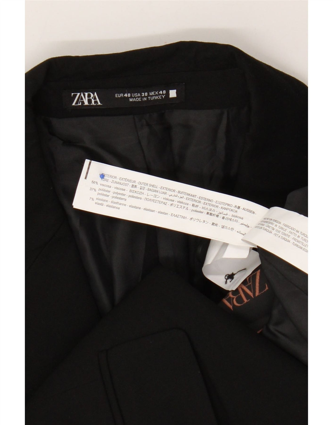 Zara Chaqueta Blazer De 2 Botones Para Hombre EU 48 Viscosa Negra Mediana