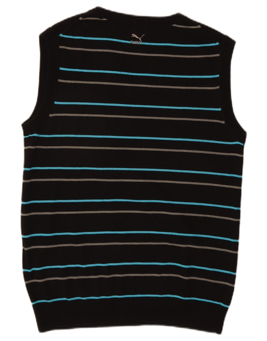 Camiseta sin mangas Puma para hombre de algodón a rayas negras medianas