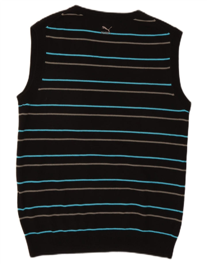 Camiseta sin mangas Puma para hombre de algodón a rayas negras medianas