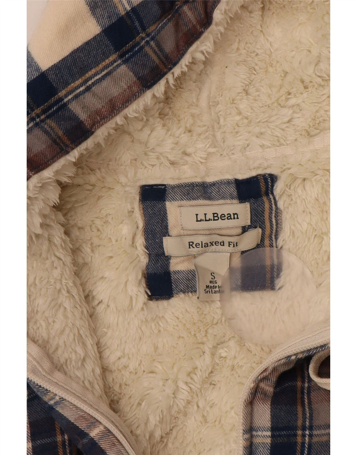 L.L.Bean Chaqueta Sherpa de ajuste relajado para hombre UK 36 Small Azul marino Cuadros Algodón