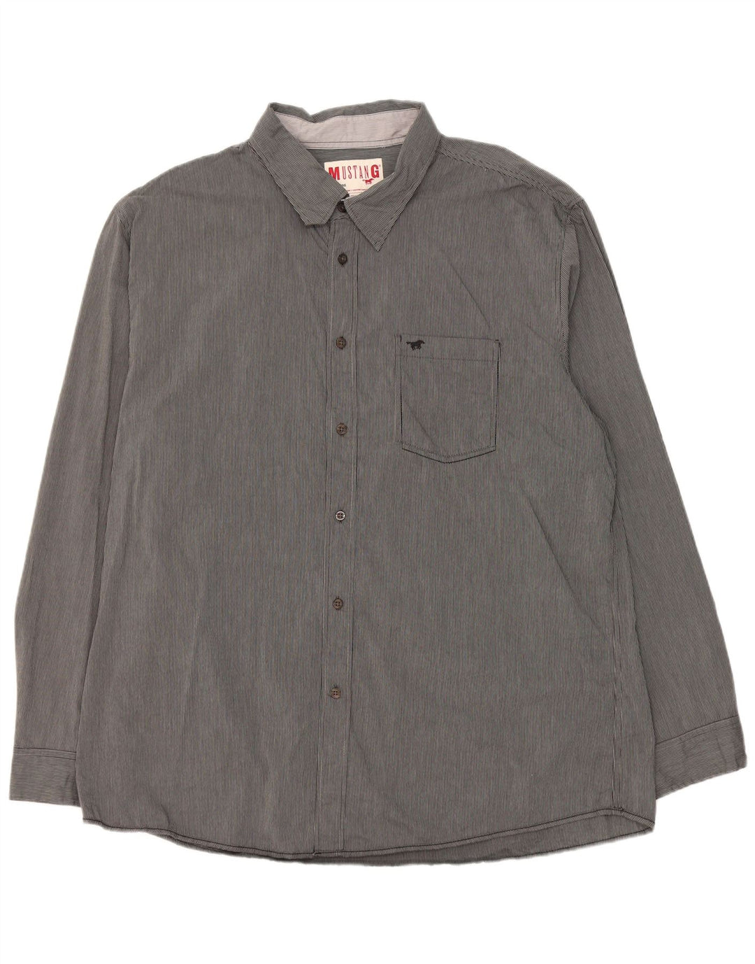 Mustang Camisa Hombre 3XL Algodón Rayas Gris