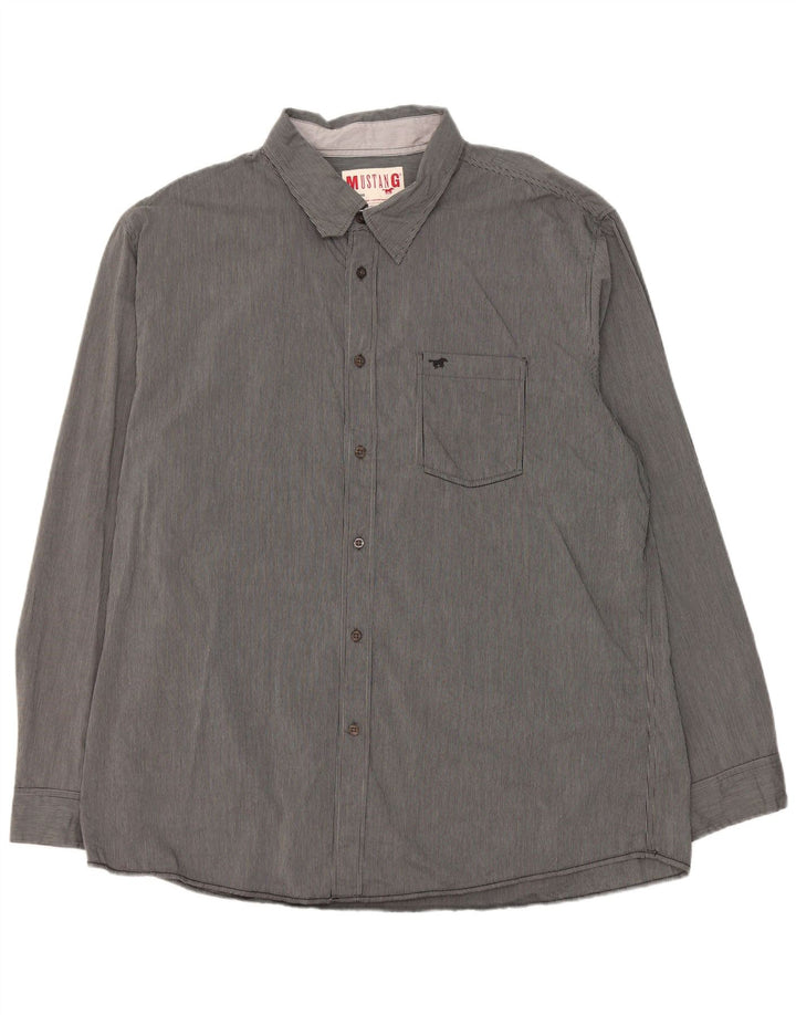 Mustang Camisa Hombre 3XL Algodón Rayas Gris